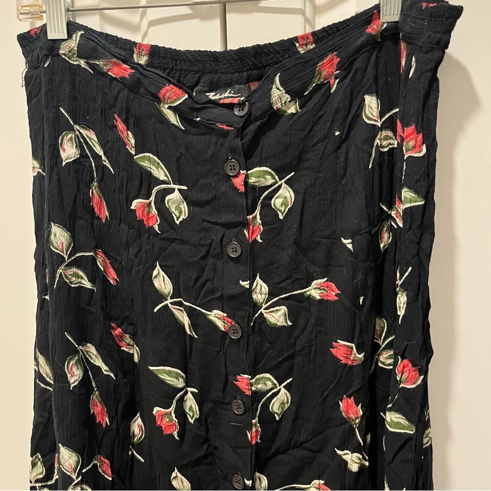 Black Skirt with Floral Accents